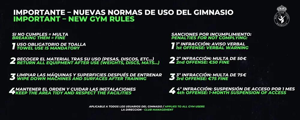 Normas del gimnasio — Real Club Pádel Marbella
