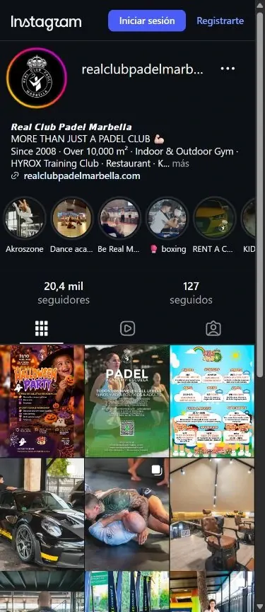 Perfil de Instagram del club