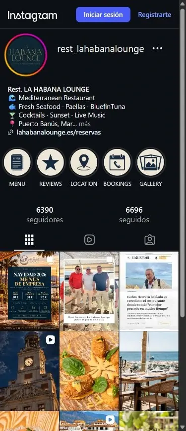 Perfil de Instagram de La Habana Lounge